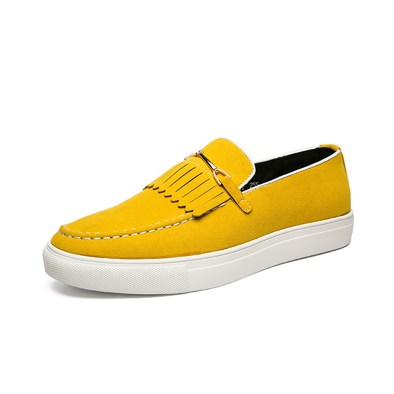 Nuevas zapatillas transfronterizas de borla de gran tamaño para hombres, pasarelas de moda europeas y americanas, zapatos de cuero, zapatillas casuales de negocios con personalidad para hombres