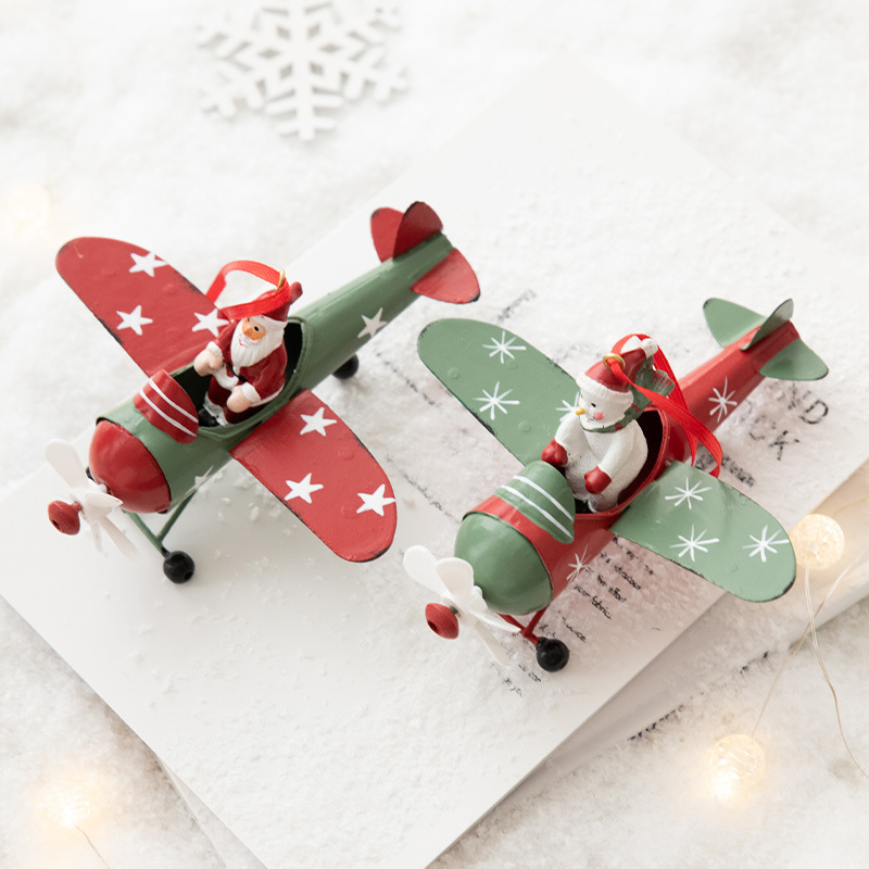 NUCHI クロスボーダー クリスマス アイアン製 雪だるま おじいちゃん 飛行機 クリスマスツリー オーナメント クリスマスデコレーション 小さなペンダント|undefined