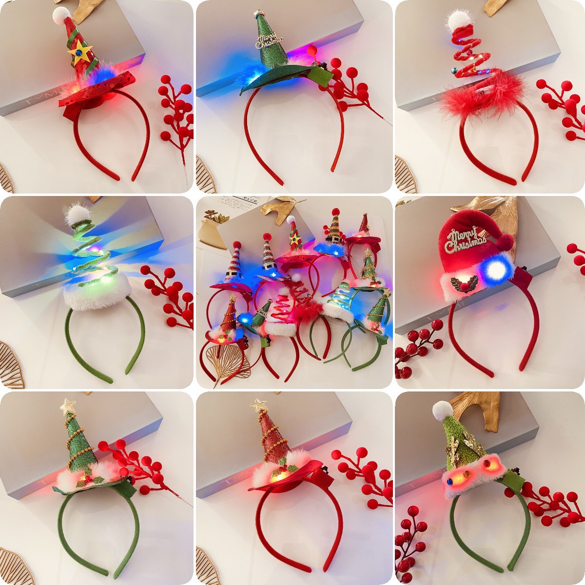 Nuevos accesorios para el cabello de Navidad lindo sombrero de Navidad diadema chica foto divertido de dibujos animados felpa diadema horquilla