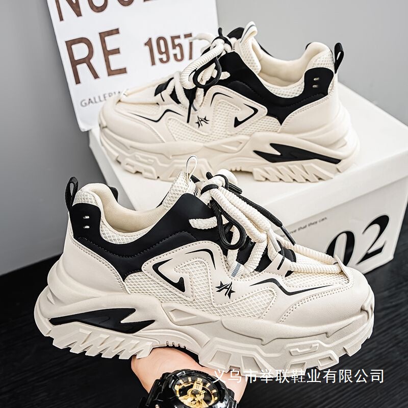 Trendy Men's Shoes Spring 2025 New Fashion Versatile Mesh Sports Casual Shoes Niche Design Thick-Soled Dad Shoes Trendy Men's Shoes Spring 2025 New Fashion Versatile Mesh Sports Casual Shoes Niche Design Thick-Soled Dad Shoes