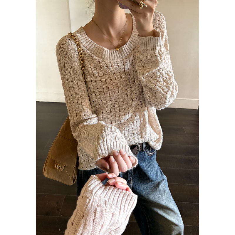 Casual and relaxed, simple and suitable for commuting, woven mesh, loose fit, round neck, stylish and versatile, warm sweater YE0176 Casual and relaxed, simple and suitable for commuting, woven mesh, loose fit, round neck, stylish and versatile, warm sweater YE0176