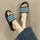 2024 New Style Slippers Women's Summer Ins Fashionable Outer Wear Fashionable Striped Soft Bottom Non-Slip Beach Sandals for Men