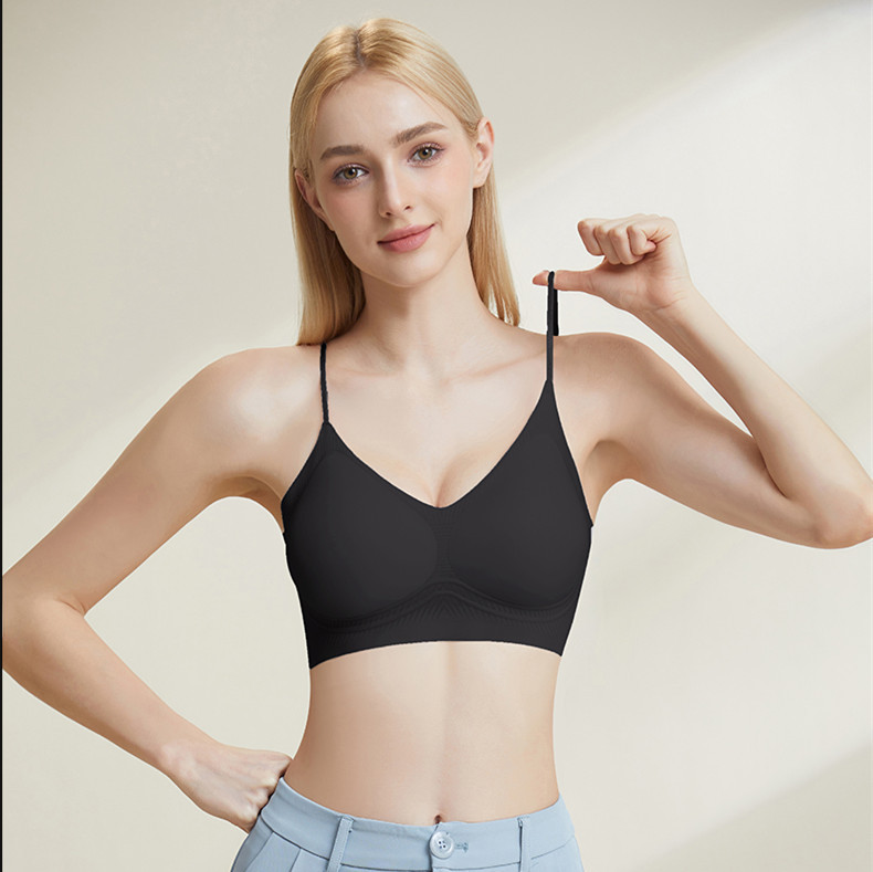 Ropa interior líquida de base ultrafina, transpirable, sin costuras, pechos pequeños para mujeres, ropa interior de piel invisible, hombros finos, sujetador trasero para mujeres