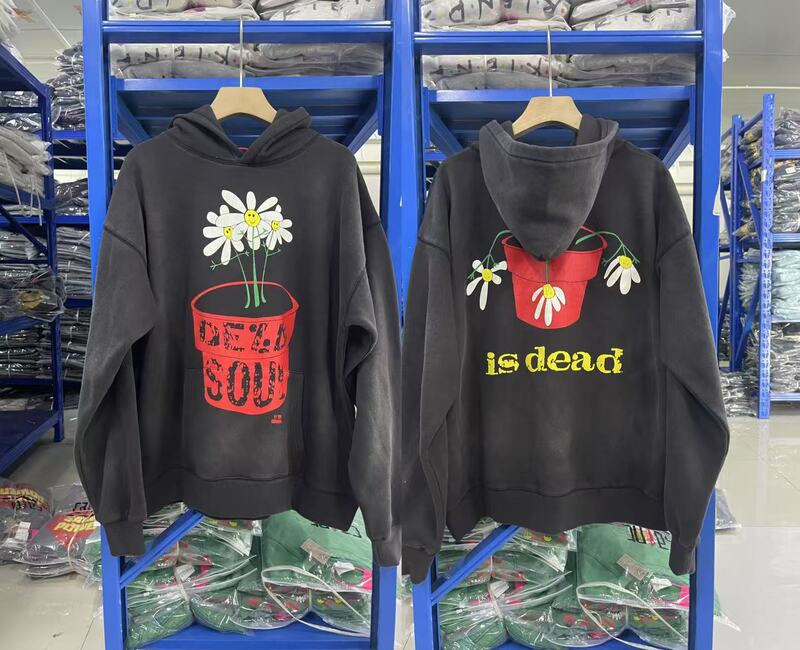 Saint Michael 雏菊印花美式做旧洗水复古宽松休闲连帽卫衣潮|undefined