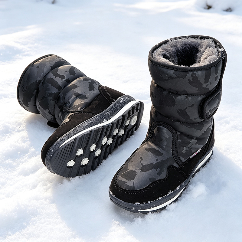 Botas de nieve de camuflaje para hombre con suela gruesa y forro de piel gruesa, además de terciopelo y mayor grosor. image 3