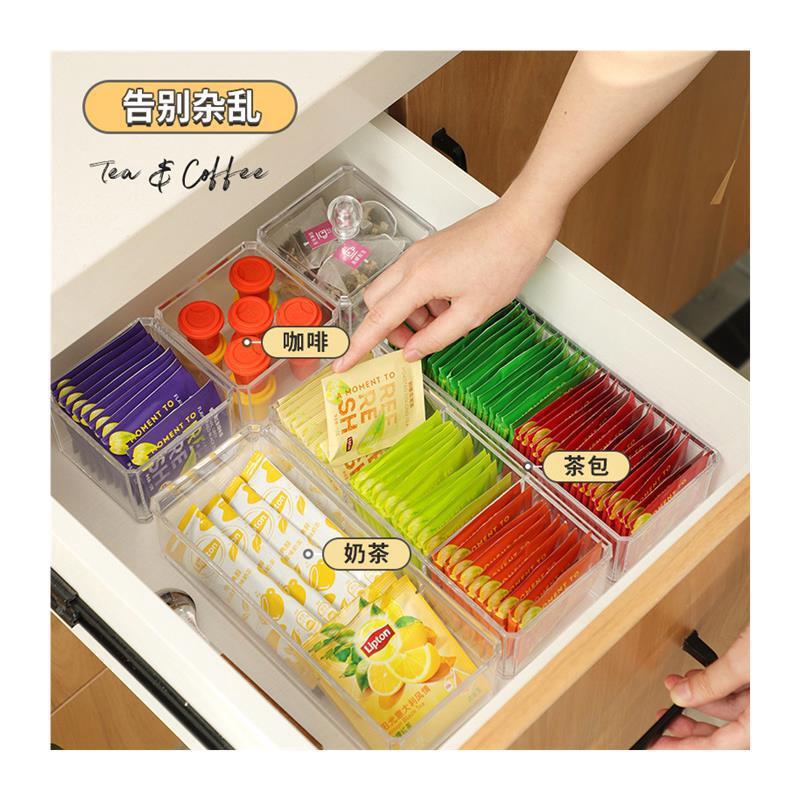 SHEIN ホットセールオフィスコーヒーカプセルティーバッグ収納ボックスコンパートメント積み重ね可能な防塵アクリル収納ボックス|undefined