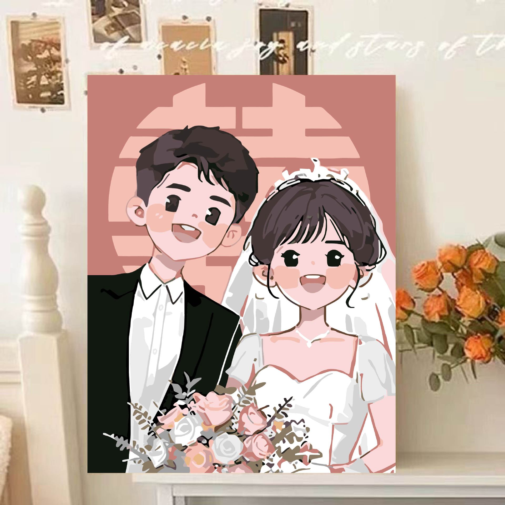 Casamiento digital didiy pintura a óleo de relleno pintura a óleo de curación paisaje pintado a mano flor decoración de sala de estar pintura colgante