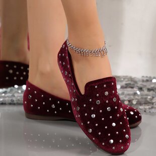 Cross-Border Large Size Foreign Trade Slip-On Women's Shoes 2025 Trendy British Bean Shoes Rhinestone Casual Suede Flats Shoes