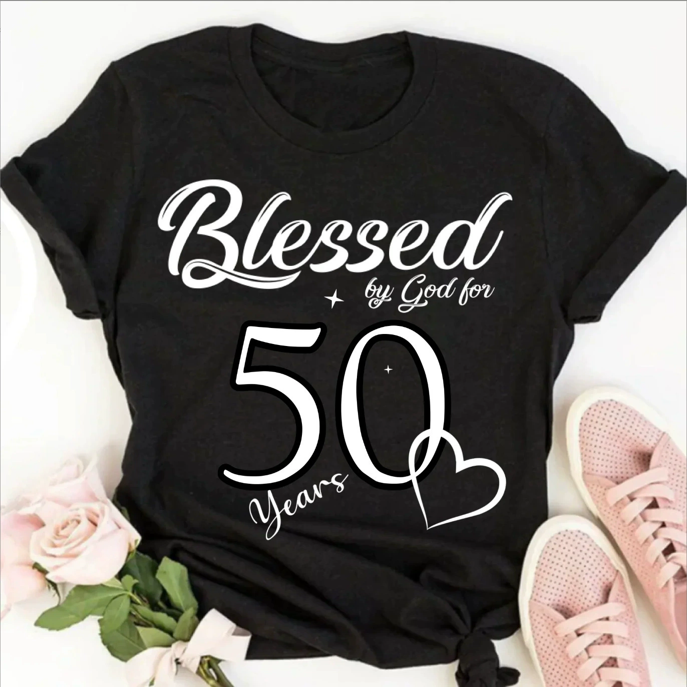 Футболка для внешней торговли Blessed50 с сердечками и короткими рукавами Amazon, европейские и американские топы, трансграничная поставка AliExpress