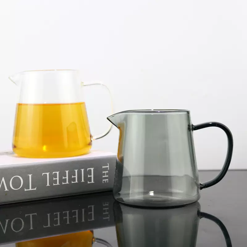 公道杯高硼硅玻璃耐热大号侧把分茶器带茶漏茶海功夫茶道直身公杯