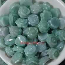 缅甸翡翠A货玫瑰花戒面diy饰品配件翡翠油青戒指 女款界面批发