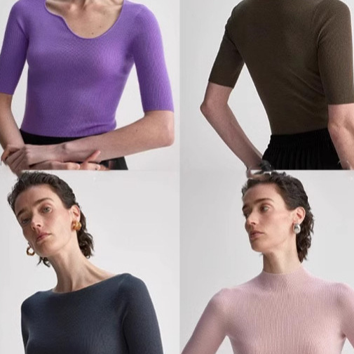 Women's Clothing Factory Unica Same Style Summer Seamless Wool Direct Selling Mid-Sleeve Thin Knitwear Design Top for Women