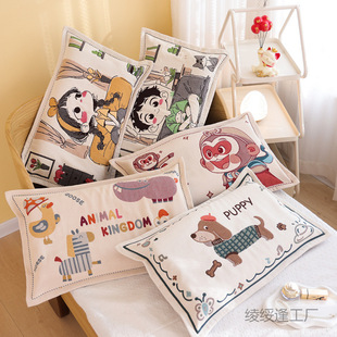 Pure Cotton Gauze Cartoon Children's Pillowcase Pair New All-inclusive Baby Household Thickened Pillow Core Liner Cover