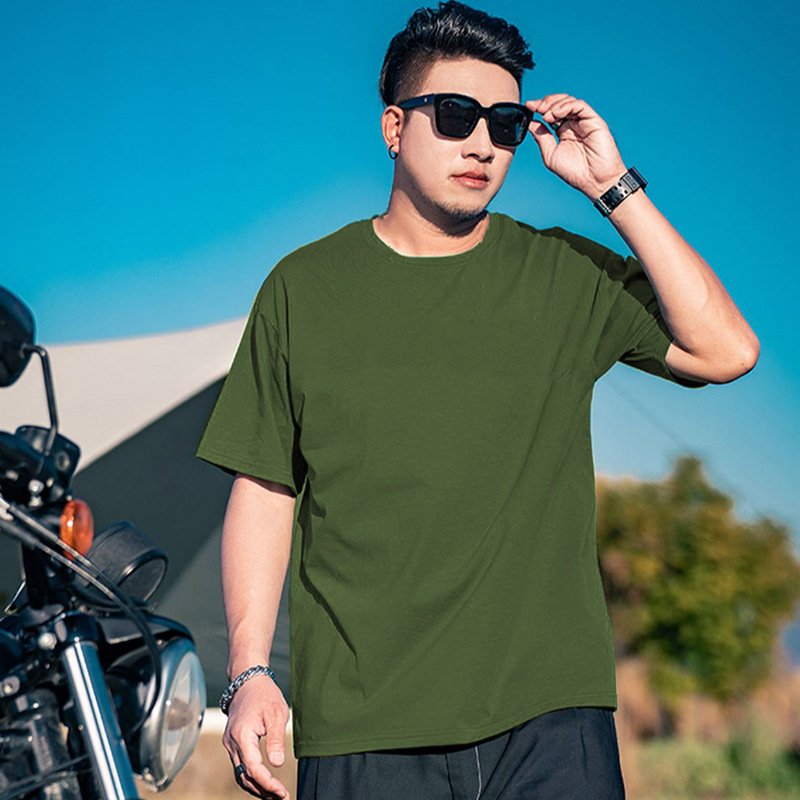 A generation of fat fat men's summer plus fat plus size men's solid color short sleeve T-shirt base shirt 11XL