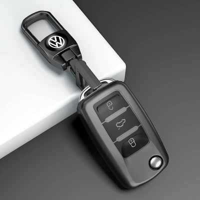 Applicable to Volkswagen Key Set Sagittarius Car key bag - type-a-key-cover-metal-buckle-titanium-gray