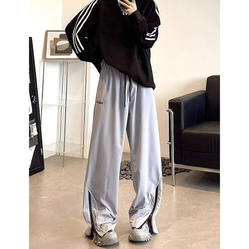 Men's Spring and Autumn 2025 Loose Casual Long Pants American Street Style Performance Wide Leg Sport Pants Trend