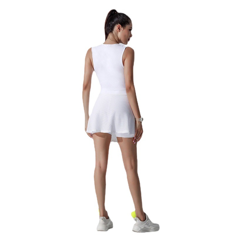 Summer Thin Tennis Skirt Suit Golf Badminton Outfit Running Fitness Sports Jumpsuit High-Waisted Slimming