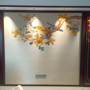 Unique Embroidered Wall Covering, New Chinese Style Magnolia Seamless Sofa, Living Room Tv Landscape Background, Stunningly Beautiful