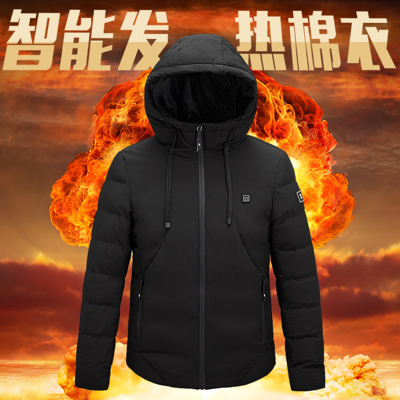 Foreign trade new Smart USB charging heating cotton-padded coat electric heating plus size men's smart heating cotton-padded coat