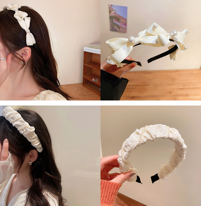 Fashion Style Fashion Geometric Cloth Inlay Artificial Pearls Hair Band