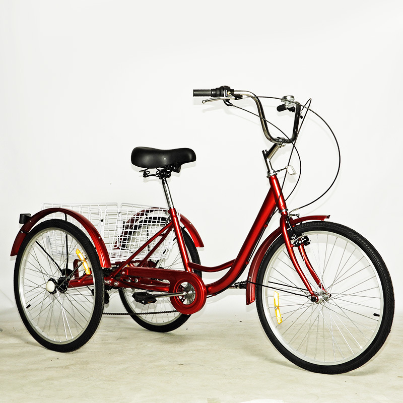 Lufeiya 24inch Variable-Speed Elderly Pedal Tricycle, Cross-Border Vegetable Basket Cart, in Stock, Hot-Selling Across Borders