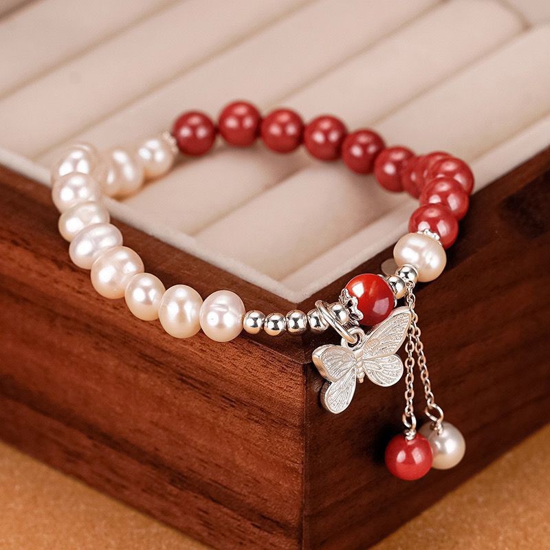 Pulsera de mariposa de cuentas Rojas