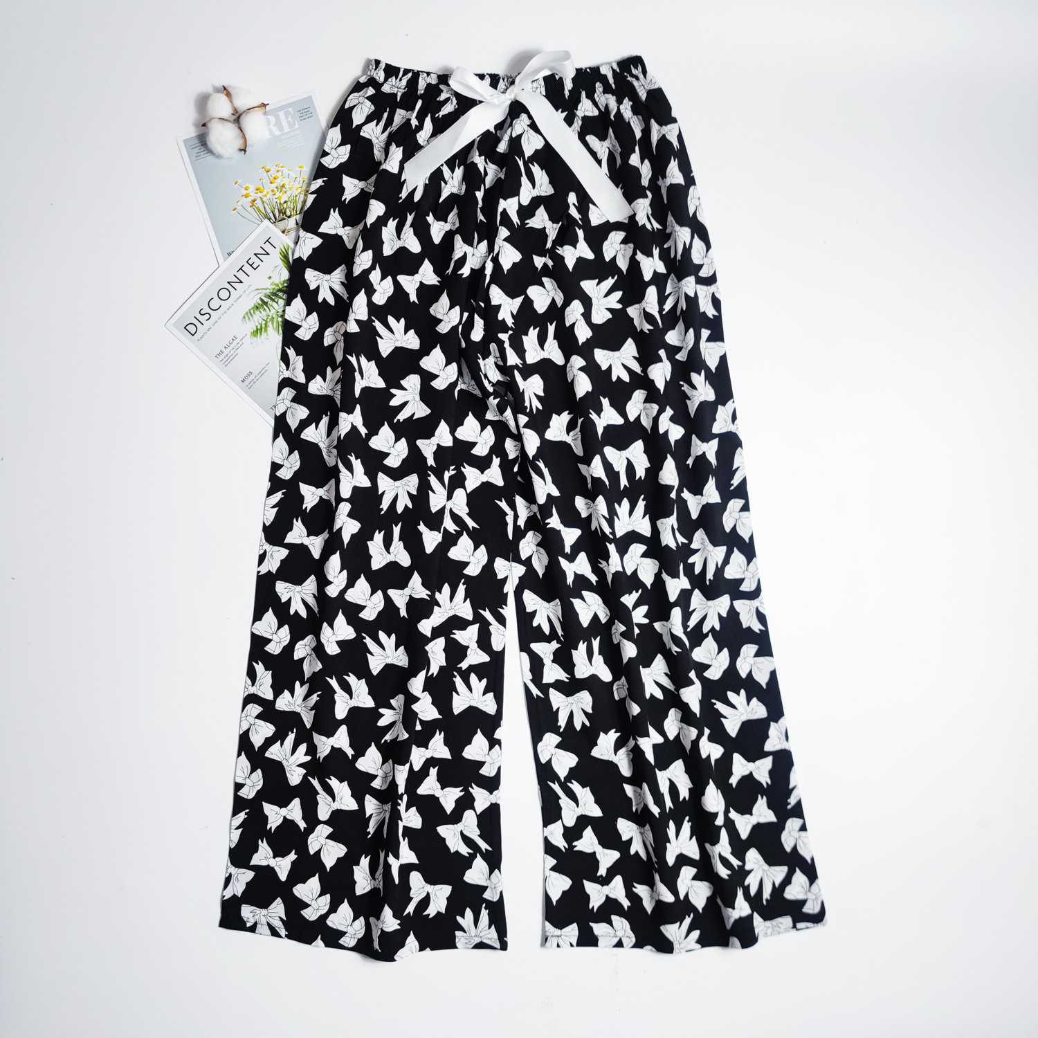 Pantalones de pijama de verano Source 45 de algodón y seda, pantalones anchos de nueve puntos para mujer, finos, talla grande, pantalones holgados para aire acondicionado, pantalones de playa