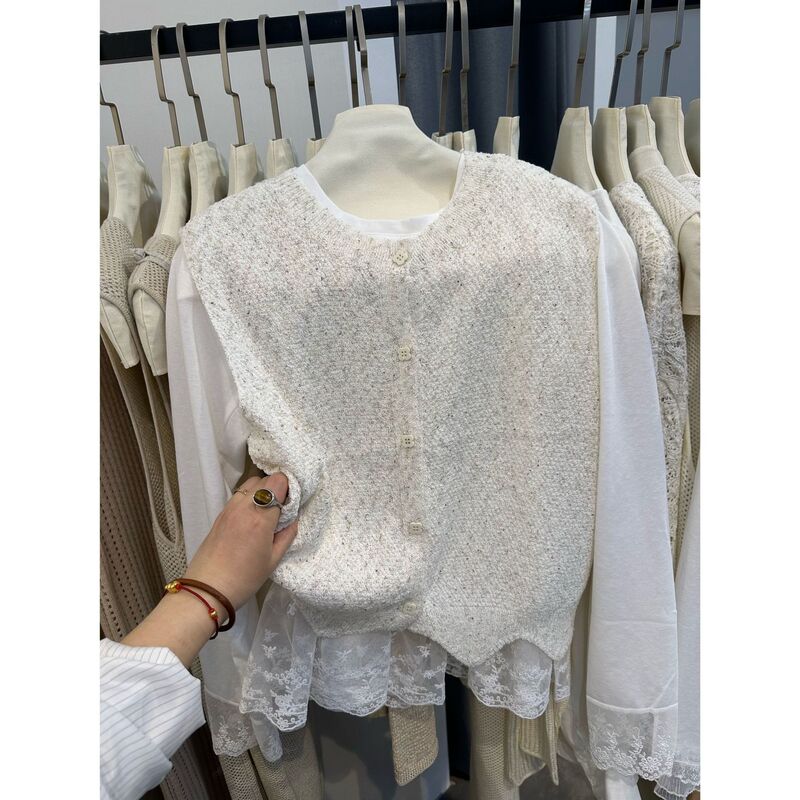 Clothing Number Homemade Linen Real Two-piece Set Vest T-shirt Women's Outer Wear Loose Retro Lazy 2025 Early Spring New Style