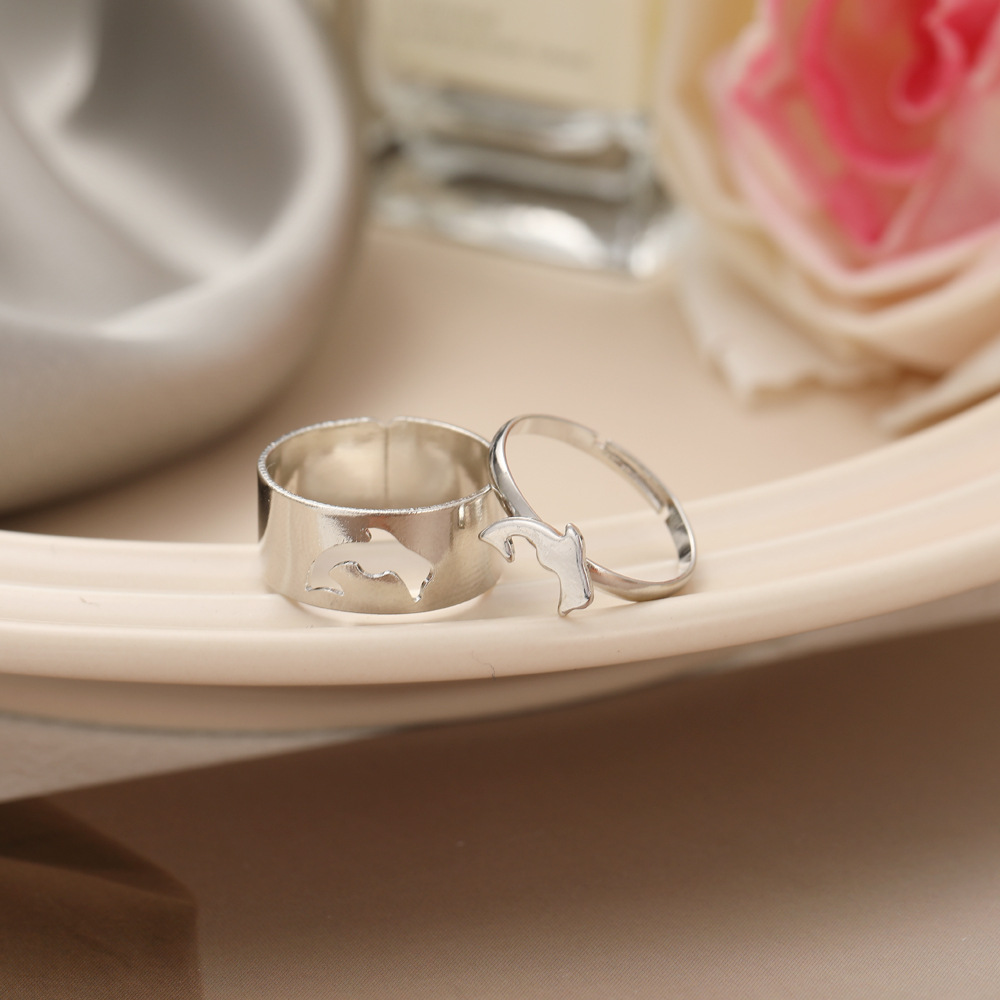 wholesale jewelry butterfly heart dolphin star ring 2-piece set Nihaojewelry