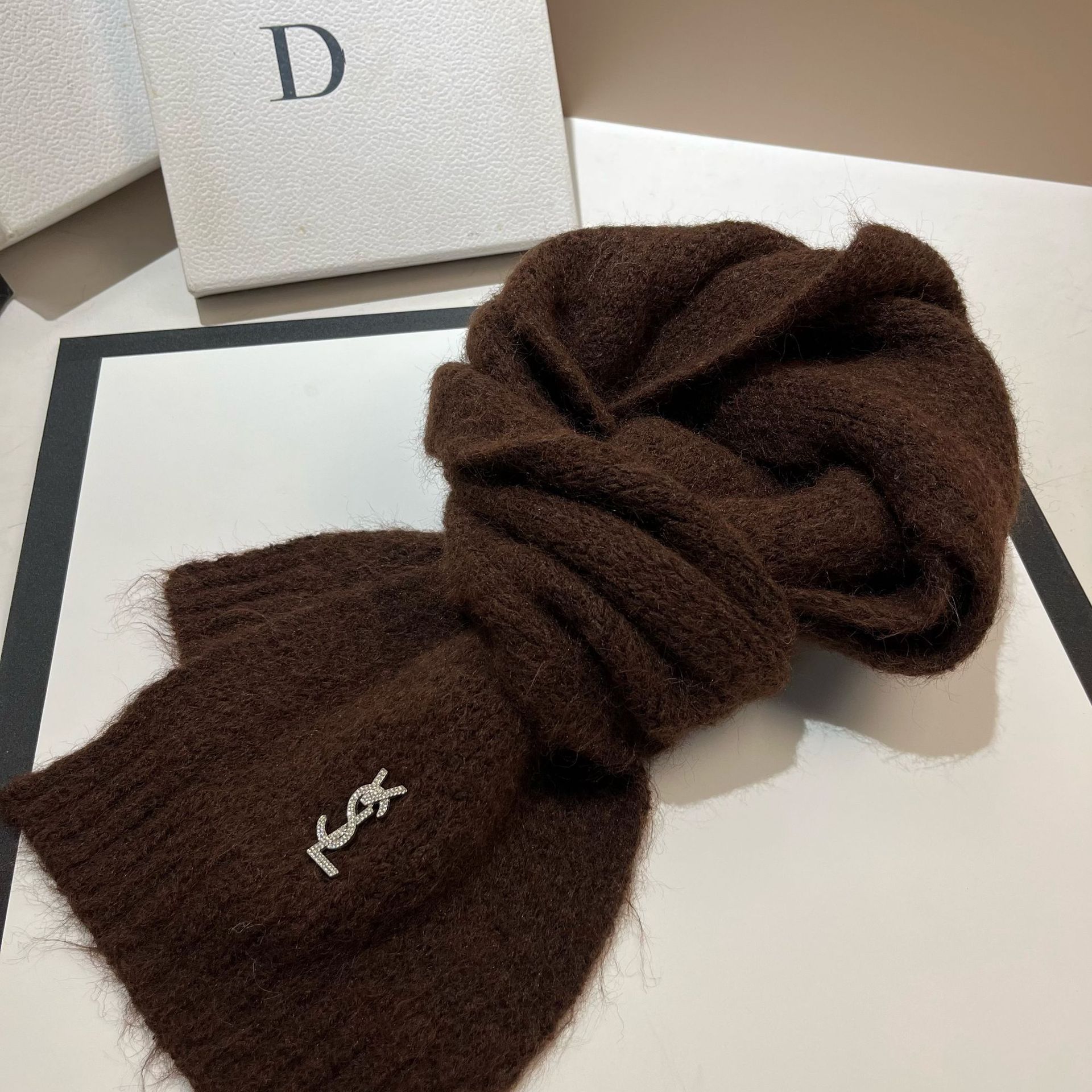 Koreaanse versie VSL alpaca voor vrouwen in de winter, warme, zachte, kleverige, zoete, modieuze, wollen gebreide sjaal met verlengde