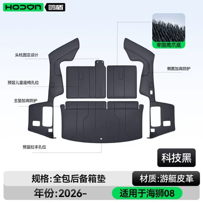 08 full-cover trunk mat, car, Trunk Mat - tech-blackfull-coverage-trunk-mat-212t01-sea-lion-08-six-seater