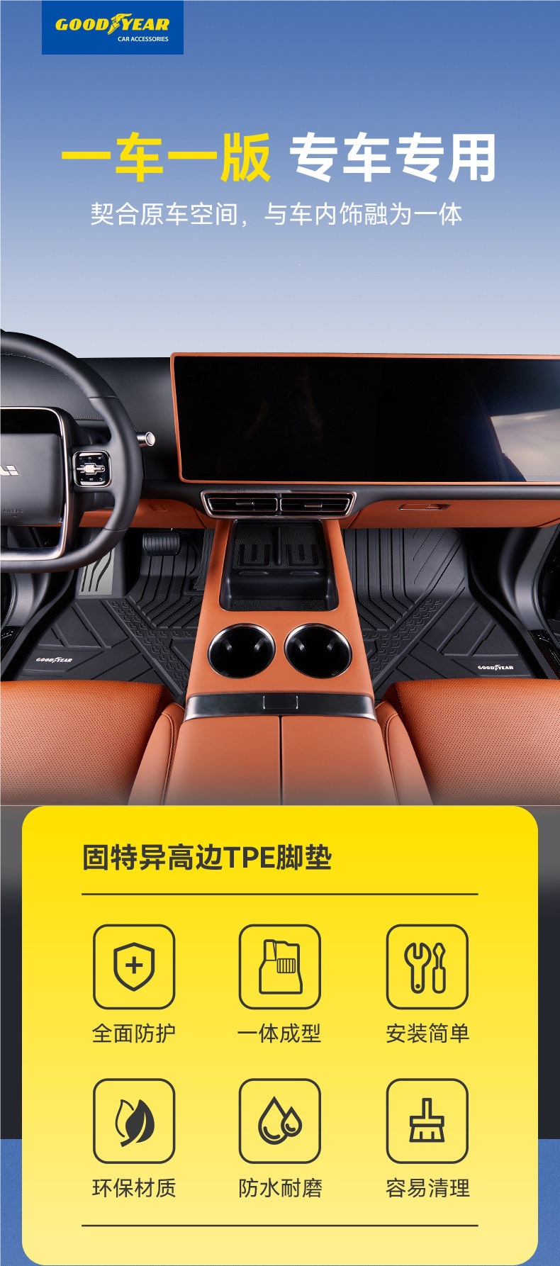 Goodyear full TPE car floor mats are suitable for the new version of the Li Auto L6, L7, L8, L9, Livisi 8, and i6, including trunk mat accessories
