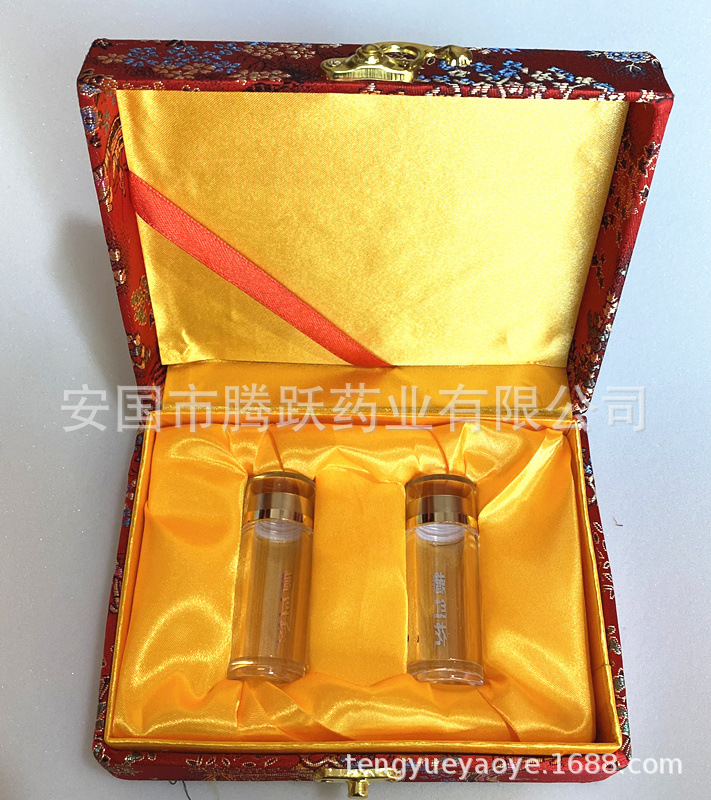 Red Brocade Gift Box Set of 2 for Herbal Honey Pills and Jewelry Packaging overview