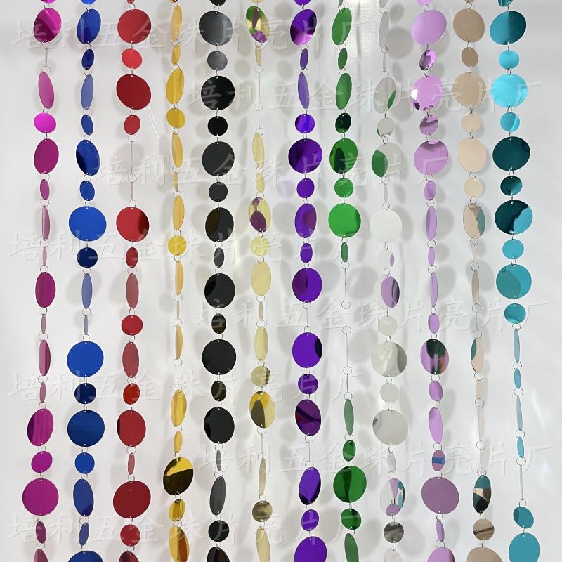 P616 Wedding Stage: Gold, Silver, Blue, and Colorful Laser-Effect Circular Sequin Strings for Wedding Venues, Shopping Malls, and Hotels