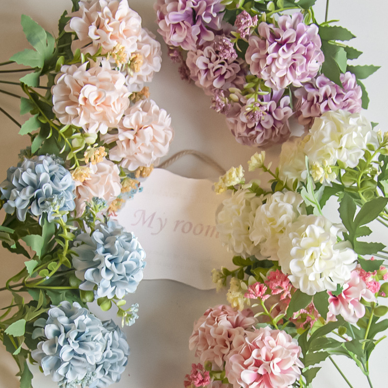 Manufacturer's 5-head Nordic bouquet of artificial flowers, hydrangea bouquet combination, wedding home decoration, fake flowers, silk flowers, bouquet