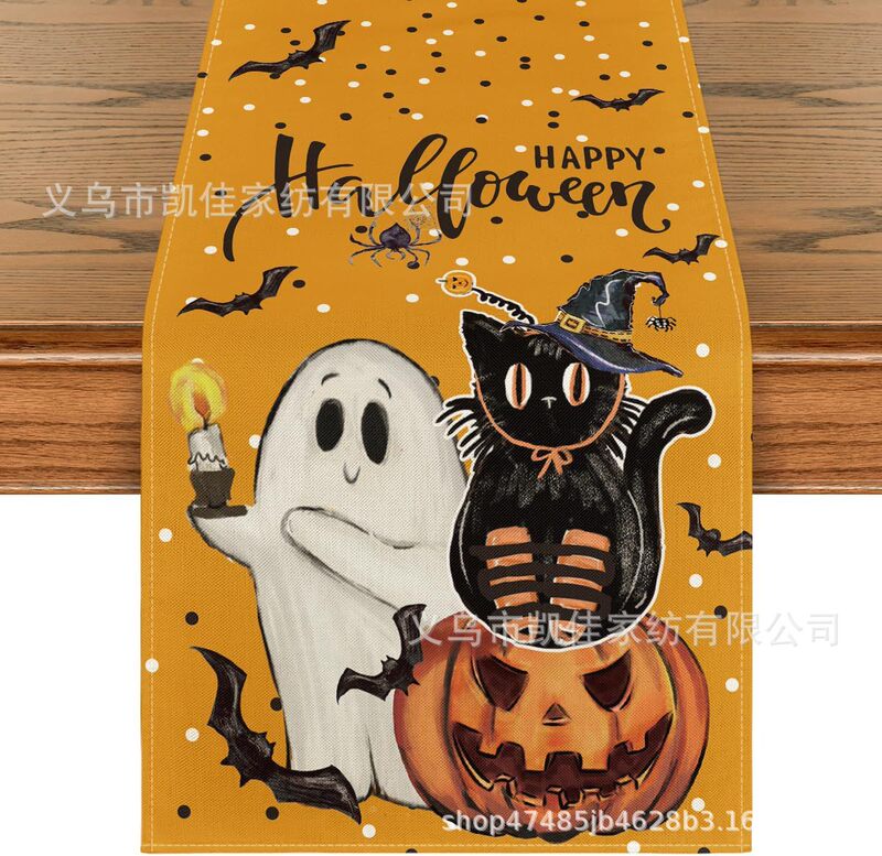 新型国境を越えたハロウィーンテーブル旗カボチャテーブル旗テーブル装飾亜麻材質メーカー直販|undefined