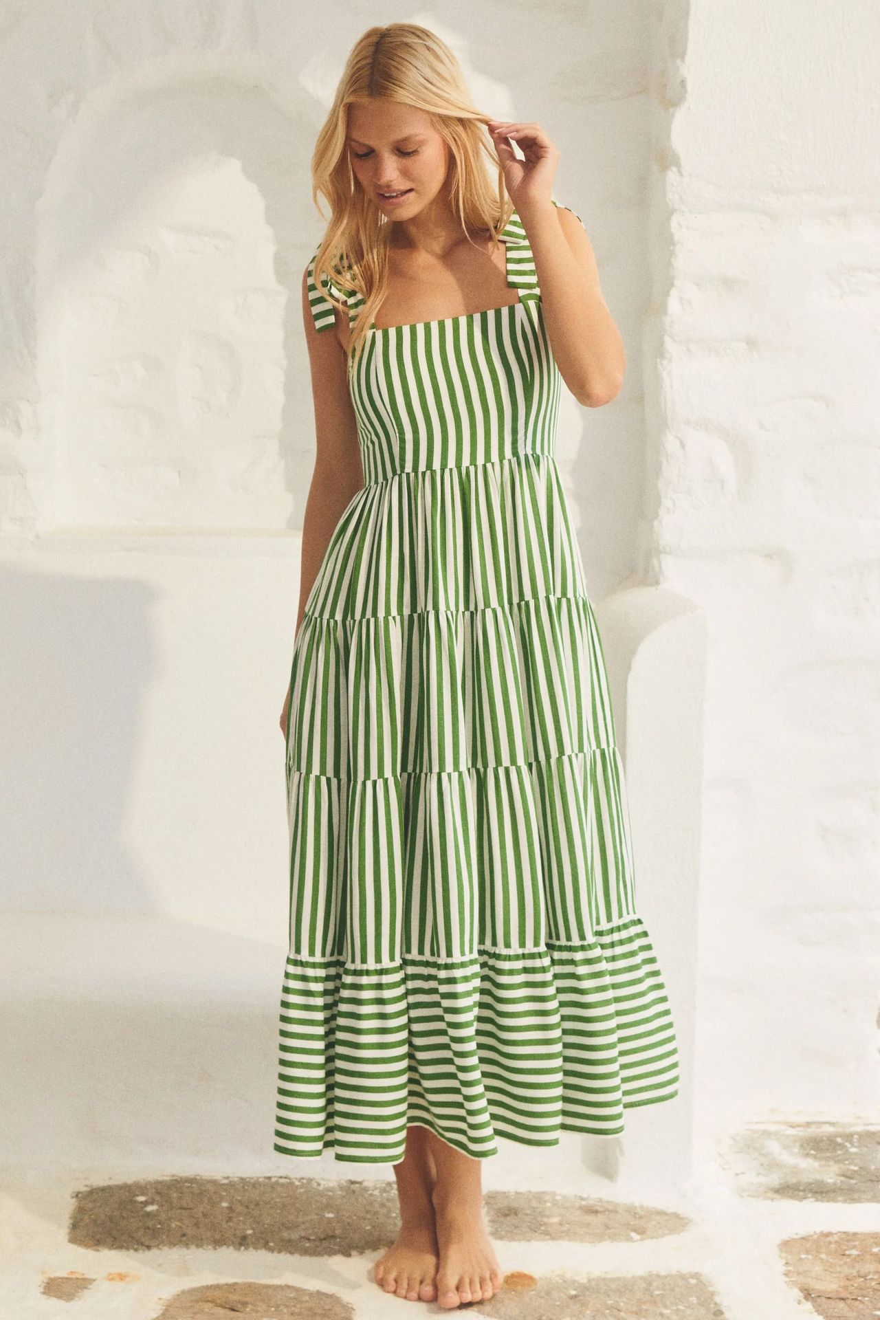 Women's A-line Skirt Fashion U Neck Printing Sleeveless Polka Dots Maxi Long Dress Daily display picture 6