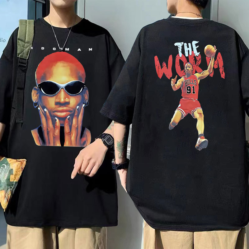 Retro the Worm Dennis Rodman T-Shirt Men's and Women's Hip Hop Casual Oversized T-Shirt Cotton Short Sleeve Boys Basketball Retro the Worm Dennis Rodman T-Shirt Men's and Women's Hip Hop Casual Oversized T-Shirt Cotton Short Sleeve Boys Basketball