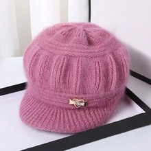 女秋冬新款老人帽子针织休闲时尚妈妈帽中老年加厚加绒保暖毛线帽