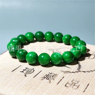 干青手链翡翠铁龙生玉石圆珠手链石英岩玉珠串白底青寒玉玉石手链