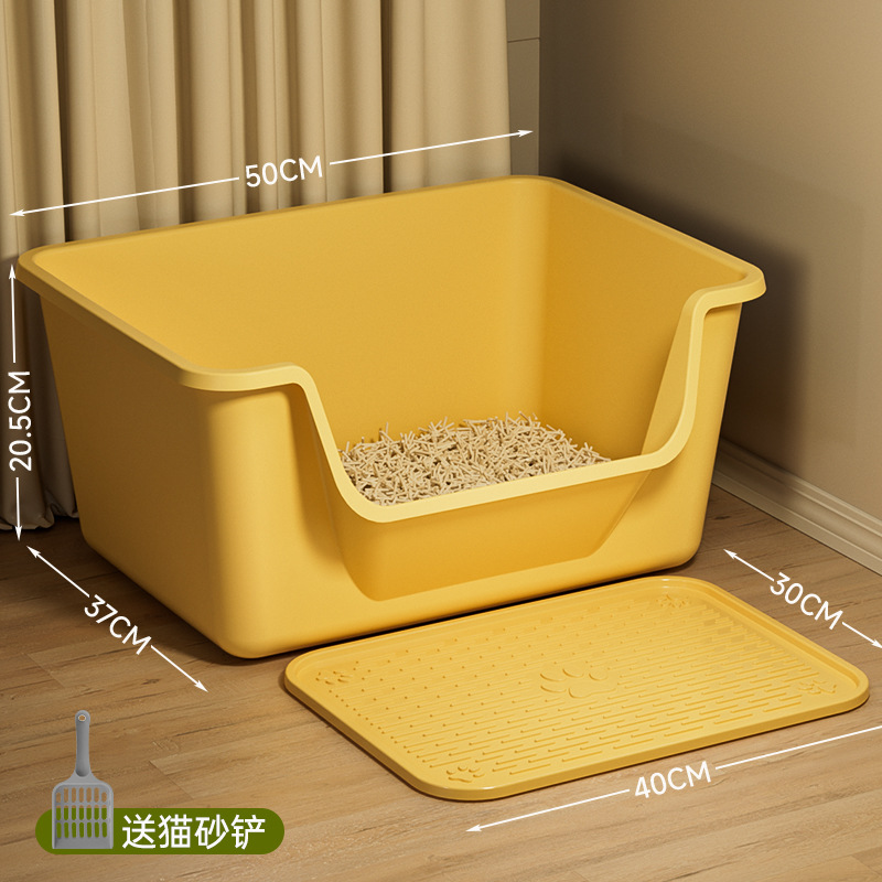 La caja de arena para gatos de gran tamaño es anti-sacada, Big Mac, baño para gatos abierto semicerrado profundo, suministros para mascotas, caja de arena para gatos