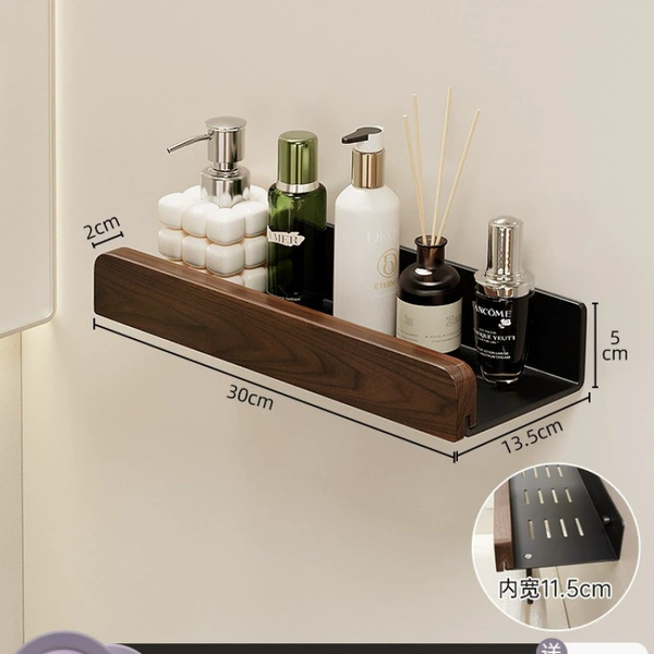 [Light brown] Beech black storage rack—30cm