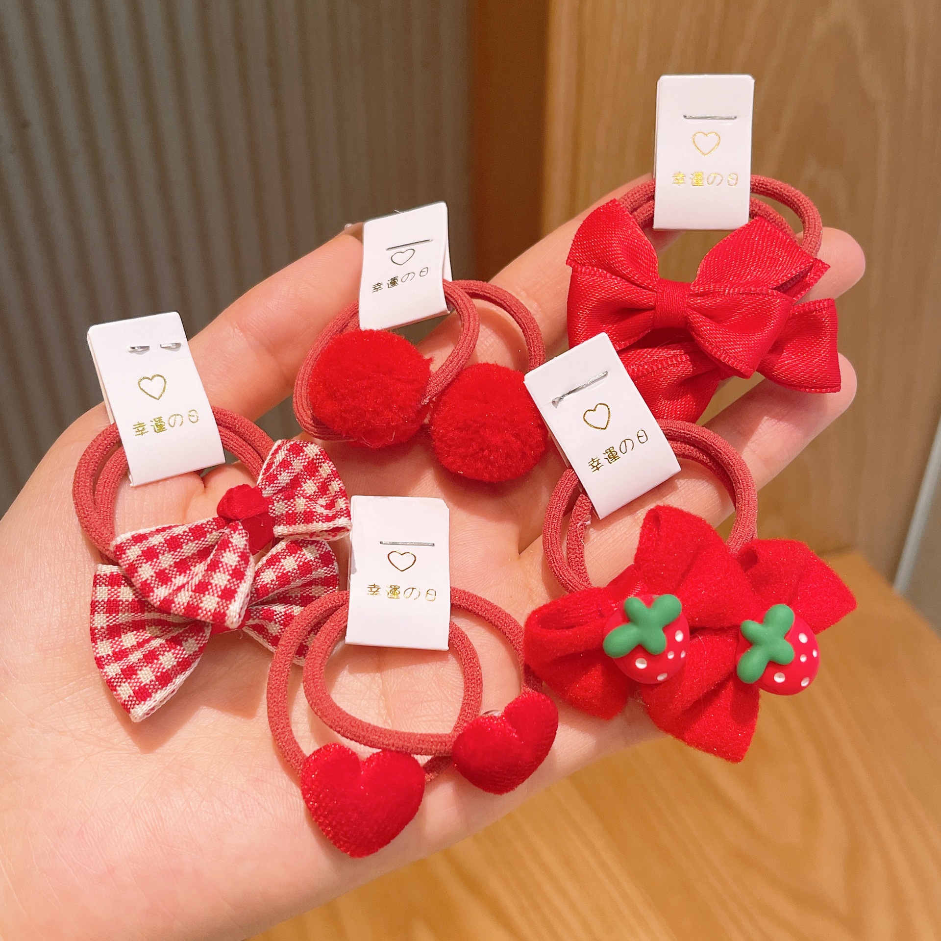 TFQ010-8#red love hair circle 10 sets