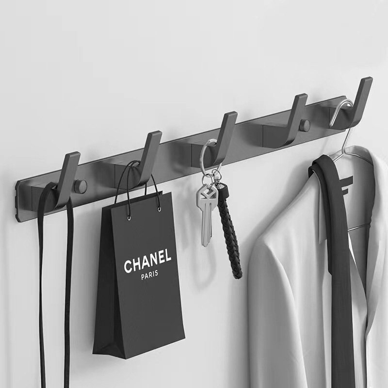 Pore-free gun gray bathroom hook row hook clothes hook space aluminum bathroom door hook coat hook clothes hook Pore-free gun gray bathroom hook row hook clothes hook space aluminum bathroom door hook coat hook clothes hook