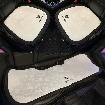 Seat cushion, seat cover: Linen Seat Cushion, Winter Car - universal-for-all-seasons-small-camellia-white-linen-cushion-set-of-3-no-specifications