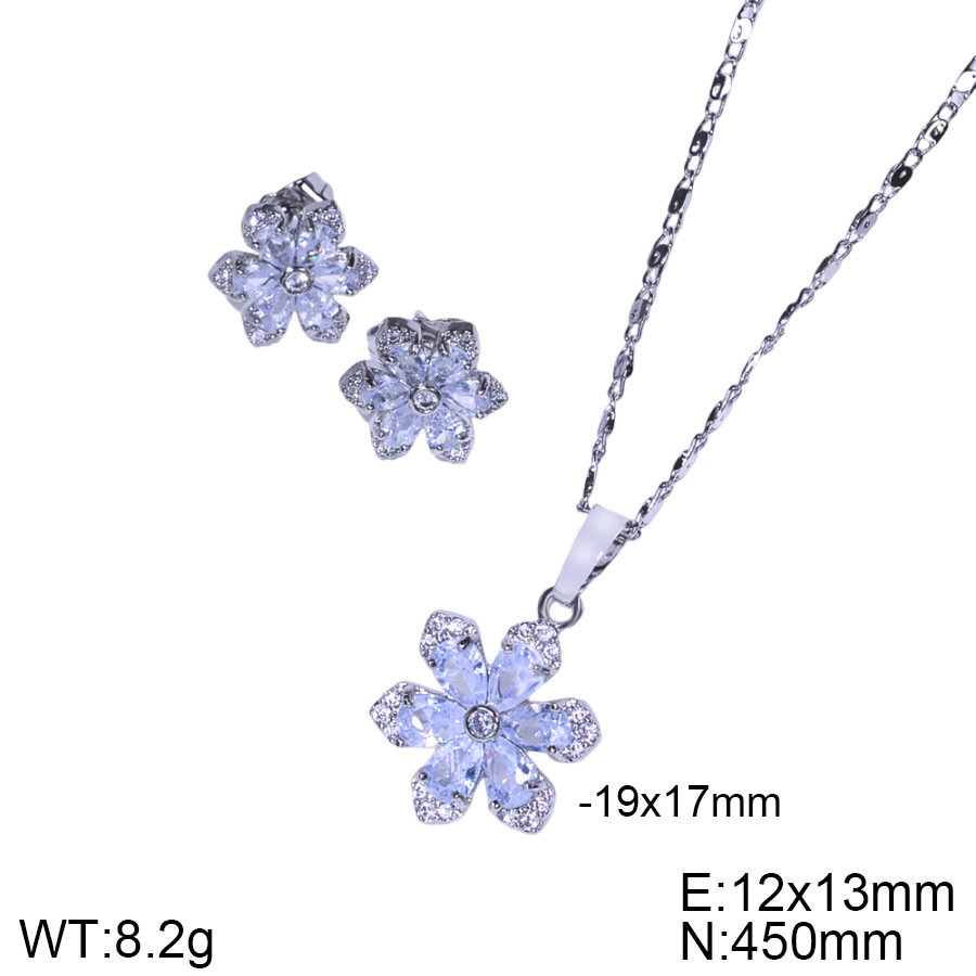 Nieve de cobre de piedra de aluminio pendientes collares juegos de joyería para mujeres delicados pendientes colgantes de dos piezas opciones transfronterizas image 4