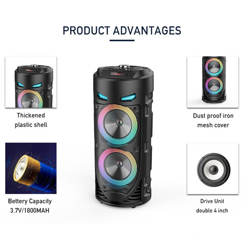 Cross-Border Zqs4239 Dual 4inch Multifunctional Subwoofer Portable Outdoor Bluetooth Speaker Mobile Square Karaoke Speaker Cross-Border Zqs4239 Dual 4inch Multifunctional Subwoofer Portable Outdoor Bluetooth Speaker Mobile Square Karaoke Speaker