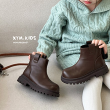 2025年冬季新款儿童马丁靴时尚百搭女童短靴韩版简约女孩皮靴