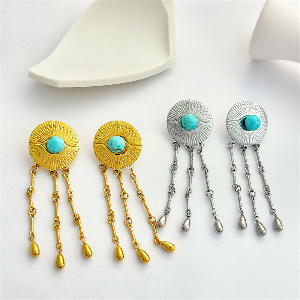 1 Pair Geometric Retro 304 Stainless Steel Drop Earrings display picture 1