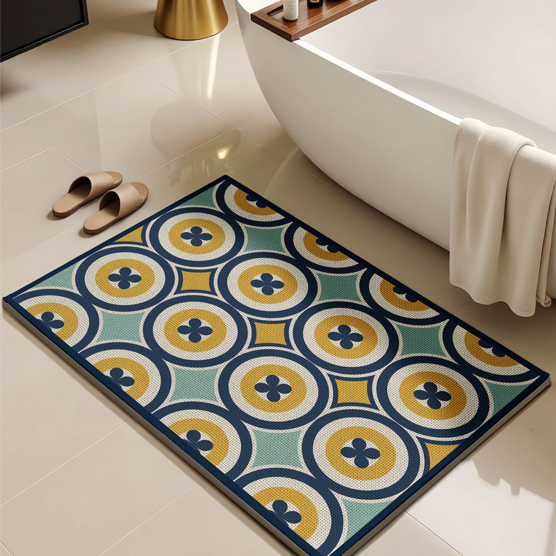 Sally Hemp Woven Bathroom Mat, Water-Absorbent and Non-Slip, Bathroom Door Mat, Household Bathtub Carpet Wholesale